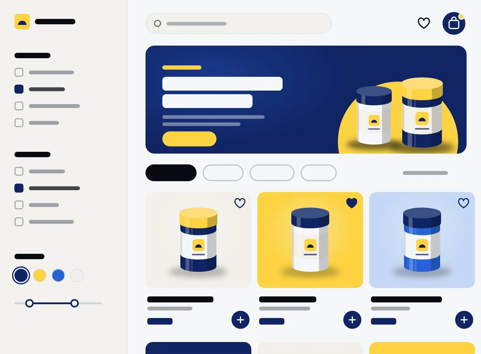 Progetto tipo, e-commerce: il negozio online con filtri, banner e schede prodotto